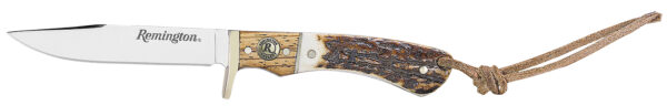 Remington Accessories 15655 Guide Jr. 6.50" Fixed Skinner Stainless Steel Blade, Stag Bone Handle w/Remington Shield, Nickle Silver Bolsters, Includes Sheath