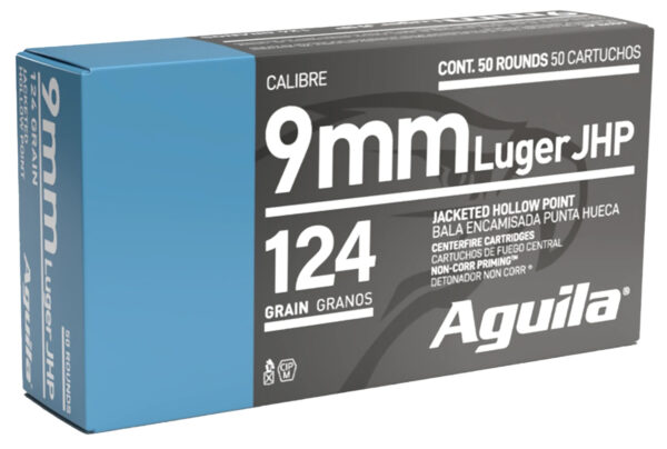 Aguila 1E092125 Personal Defense Handgun 9mm Luger 124gr Jacketed Hollow Point 50 Per Box/10 Case