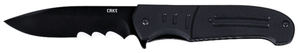 CRKT 6885 Ignitor  3.48" Folding Drop Point Part Serrated Black Oxide 8Cr13MoV SS Blade/Black G10 Handle Includes Pocket Clip