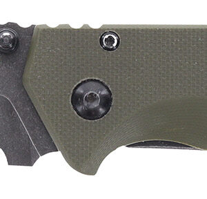 Schrade 1159324 Melee  3.50" Folding Tanto Part Serrated Dark Stonewash D2 Steel Blade 4.50" OD Green G10/SS Handle