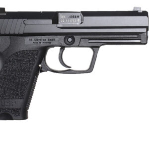 HK 81000322 USP V1 SA/DA 45 ACP Caliber with 4.41" Barrel, 12+1 Capacity, Overall Black Finish, Serrated Trigger Guard Frame, Serrated Steel Slide & Polymer Grip Includes 2 Mags