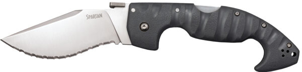 Cold Steel CS21SS Spartan  4.50" Folding Clip Point Serrated Satin Griv-Ex Blade/6" Black Contoured Griv-Ex Handle Includes Belt Clip