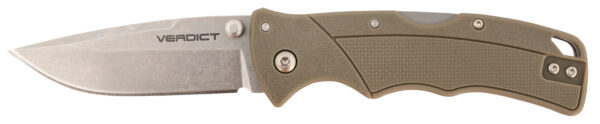 Cold Steel CSFLC3SPSSFDEZ Verdict  3" Folding Spear Point Plain Stonewashed 4116 SS Blade/Brown GFN Handle Includes Belt Clip