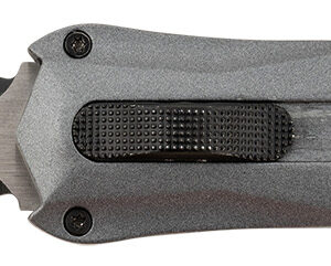 Steel River Knives A163BD Spartan  3.50" OTF Dagger Plain Black/Silver 440C SS Blade/ Gray w/Carbon Fiber Inlay Aluminum Zinc Alloy Handle