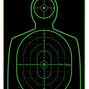 TruGlo TG13A25 Tru-See Handgun Target Self-Adhesive Heavy Paper Black/Green 12"x18" Silhouette 25 Pack