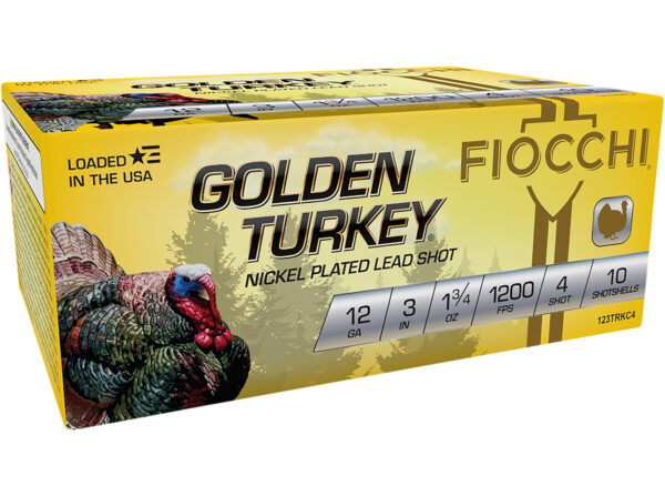 Fiocchi 123TRKC4 Golden Turkey  12Gauge 3" 1 3/4oz 4Shot 10 Per Box/10 Case