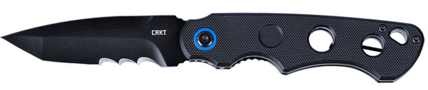 CRKT 2606 A.B.C.  3.39" Folding Tanto Veff Serrated Black Oxide 12C27 Sandvik Blade, Black Textured G10 Handle