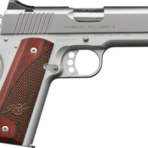 Kimber Mfg, Inc 3200324 Pro Carry II  45 ACP 7+1 4" Match Grade  Stainless Steel Barrel, Satin Silver Serrated Stainless Steel Slide, Satin Silver Aluminum Frame w/Beavertail, Rosewood Grip