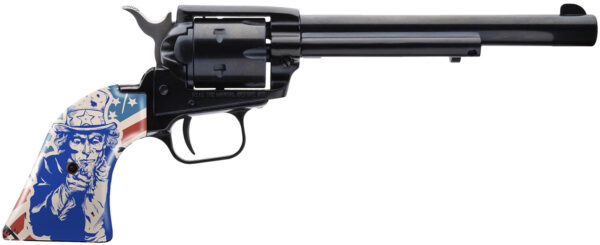 Heritage Mfg RR22B6-US09 Rough Rider  22 LR 6 Shot 6.50" Black Black Zinc Alloy Frame & Cylinder, Ivory w/Red/Blue Uncle Sam Grip, Hammer/Thumb Safety, Exposed Hammer