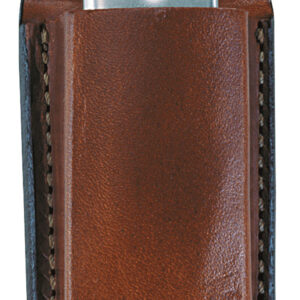 Bianchi 10737 Open Top Mag Pouch  Single Tan Leather Belt Clip Compatible w/ 9mm/40/ 45/380 Belts 1.75" Wide