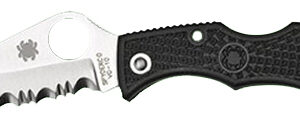 Spyderco LBKS3 Ladybug 3  1.94" Folding Modified Clip Point Serrated VG-10 SS Blade Black FRN Handle