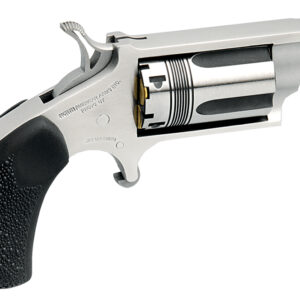 North American Arms 22MSTW Wasp Snub Nose 22 WMR 5 Shot 1.13" Vent Rib Barrel, Overall Stainless Steel Finish, Black Pebbled Texture Rubber Grip