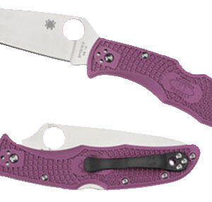 Spyderco C10FPPR Endura 4 Lightweight 3.75" Folding Clip Point Plain VG-10 SS Blade Purple Bi-Directional Texturing FRN Handle Includes Pocket Clip