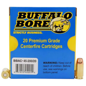 Buffalo Bore Ammunition 4520020 Personal Defense Strictly Business 45ACP +P 200gr Jacket Hollow Point 20 Per Box/12 Case