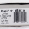 UNDERWOOD 45 ACP+P 255GR - CAST FLAT NOSE 20RD 10BX/CS - Image 2