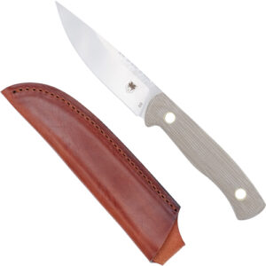 COBRATEC KOONSMAN 4" FIXED BLD - TAN D2 W/LEATHER SHEATH