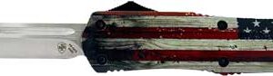 TEMPLAR KNIFE LARGE OTF WOOD - US FLAG 3.5" SILVER DROP POINT