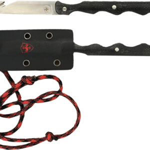 TEMPLAR KNIFE NECK KNIFE 2.46" - BLK W/RED POWDER D2 SLVR TNTO