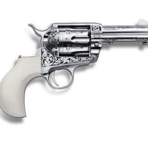 Cimarron PP346HUCKENG Huckleberry .45 Long Colt 3.5" Nickel Finish W/ Laser Engraving & Poly-Ivory Grip