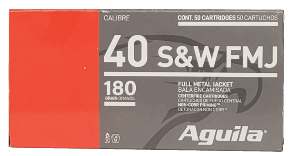 Aguila Ammunition .40 S&W Handgun Ammo - 180 Grain | FMJ Flat Nose | 50rd Box