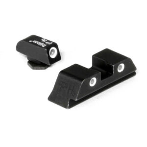 BRIGHT & TOUGH NIGHT SIGHTS - GLOCK LARGE FRAMES, FRONT WHITE OUTLINE/GREEN TRITIUM, REAR WHITE OUTLINE/ORANGE TRITIUM