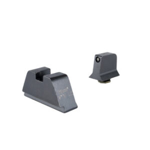 SUPPRESSOR / OPTIC HEIGHT SIGHTS - GLOCK STANDARD FRAME, FRONT BLACK OUTLINE / GREEN TRITIUM, REAR METAL