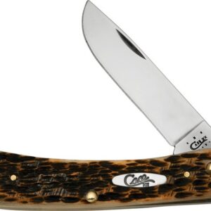 Case Sod Buster Jr. 3-5/8" Skinner Blade Peach Seed Jigged Amber Bone Handle Pocket Knife