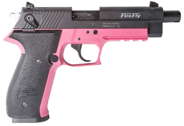 GSG GERG2210TFFP FireFly  22 LR 10+1 4.90" Black Steel/Threaded Barrel & Serrated Slide, Pink Zinc Alloy w/Beavertail Frame, Black Polymer Grip