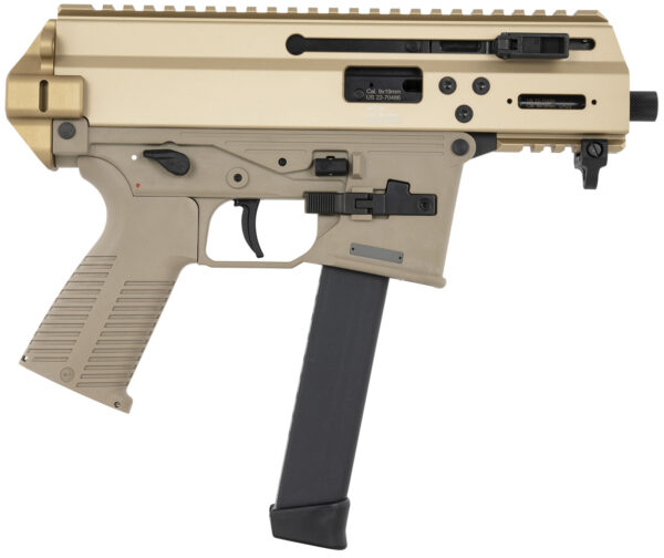 B&T Firearms 36176502GCT APC9K  9mm Luger 33+1 4.30" Black Steel Barrel, Coyote Tan Picatinny Rail Receiver, Brace Adapter, Coyote Polymer Grips, Ambidextrous