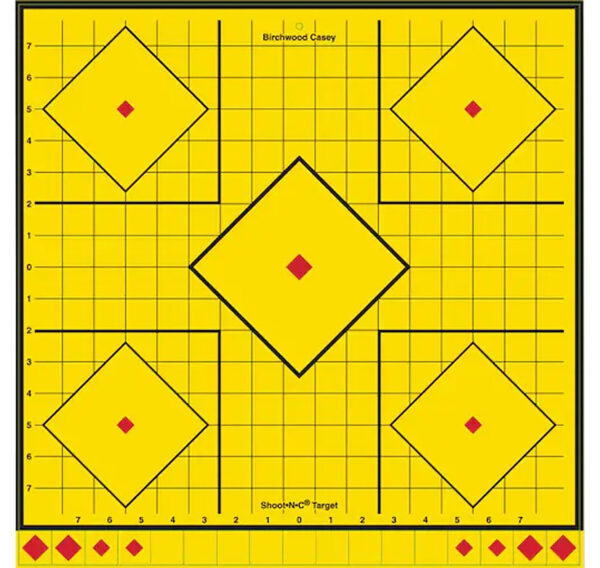 Birchwood Casey LRSIT-5PK Long Range  Self-Adhesive Paper Yellow 17.75" 5-Diamond 5 Pack
