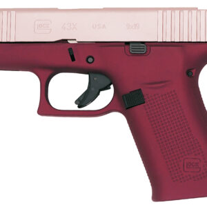 Glock PX4350204FRMOSHH G43X MOS Sub-Compact 9mm Luger 10+1 3.41" Black GMB Barre Pink Cerakote MOS Cut/Serrated Steel Slid Happy Hour Cerakote Polymer Frame w/Beavertail & Picatinny Rail Ambidextrous