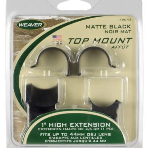 Weaver Mounts 49043 Detachable Extension Top Mount Rings  Matte Black 1" Extra High