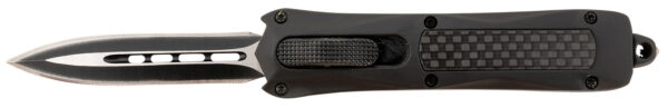 Steel River Knives MA163BD Spartan  Mini 2.70" OTF Dagger Plain Black/Silver 440C SS Blade/ Black w/Carbon Fiber Inlay Aluminum Zinc Alloy Handle