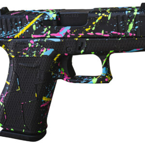 Glock UX4350204NSPLT G43X  Slim Sub-Compact Frame 9mm 10+1 3.41" Black GMB Barrel, Black Splatter Cerakote Serrated Steel Slide, Polymer Frame & Grip