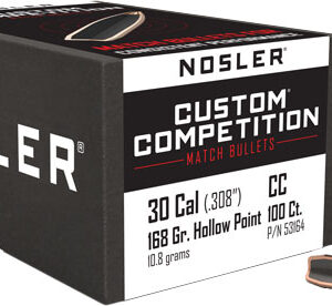 NOSLER BULLETS 30 CAL .308 - 168GR HP-BT CUSTOM COMP. 100CT