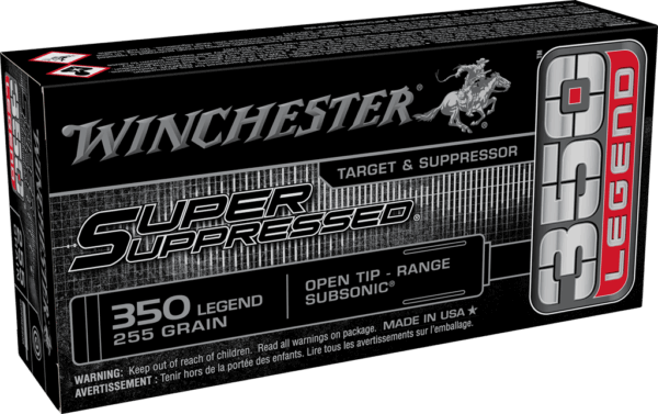 WINCHESTER SUPER SUPPRESSED 350 LEGEND 265GR OPN TIP SUBSONIC 20RD BX 200RD CASE