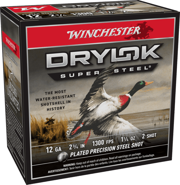 WINCHESTER DRYLOK SUPER STEEL 12 GA 2-3/4" #2  1-1/4 OZ 25 RD/BX 10 BX/CS
