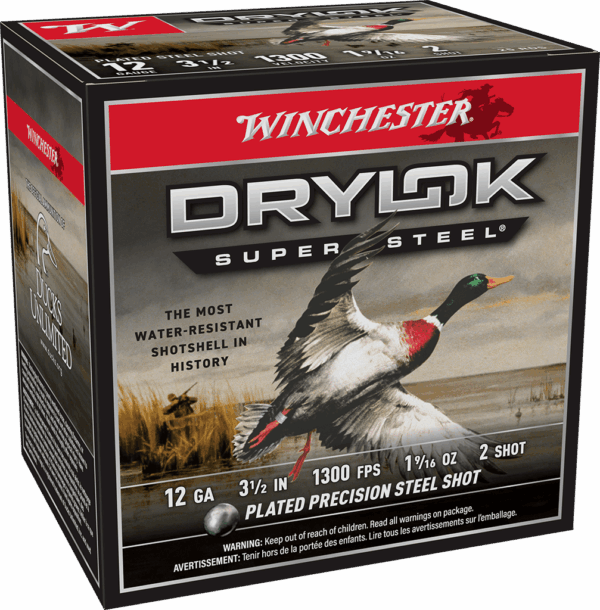 WINCHESTER DRYLOK SUPER STEEL 12 GA 3-1/2" #2  1-9/16 OZ 25 RD/BX 10 BX/CS