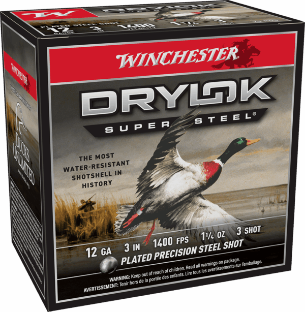 WINCHESTER DRYLOK SUPER STEEL 12 GA 3" #3  1-1/4 OZ 25 RD/BX 10 BX/CS