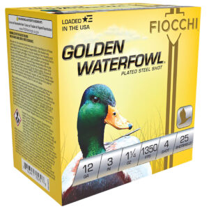 Fiocchi 123SGW4 Golden Waterfowl  12Gauge 3" 1 1/4oz 4Shot 25 Per Box/10 Case
