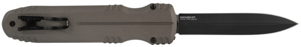 S.O.G SOG15610257 Pentagon  3.79" OTF Spear Point Plain Black TiNi Cryo CPM S35VN Steel Blade, Flat Dark Earth Aluminum Handle