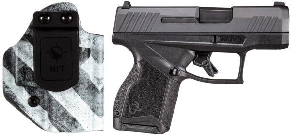 Taurus 1GX4M931CK7 GX4  9mm Luger 11+1 3.06" Satin Black DLC Steel Barrel, Black Nitride Serrated Slide, Black Polymer Frame w/ Interchangeable Backstrap Grips Includes B&W US Flag Holster
