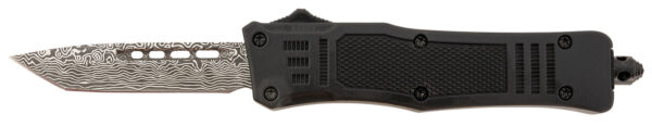 Steel River Knives MT616BDP Spartan  Mini 2.75" OTF Tanto Plain Laser Etched Damascus 440C SS Blade/4.25" Black Aluminum Zinc Alloy Handle