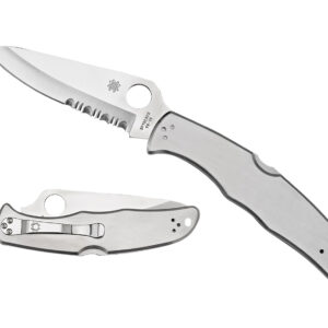 Spyderco C10PS Endura 4  3.85" Folding Plain Satin VG-10 SS Blade/Satin Stainless Steel Handle Includes Pocket Clip
