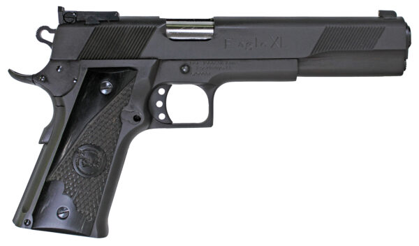 Iver Johnson Arms EAGLEXLDS Eagle XL 45 ACP 14+1 6" Stainless Steel Barrel, Matte Black Steel Serrated Slide, Matte Black Steel Frame w/Beavertail, Black G10 Grip