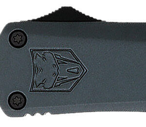 CobraTec Knives MGYFS3DNS FS-3  Medium 3" OTF Drop Point Plain D2 Steel Blade, 4.50" Gray Aluminum Alloy Handle