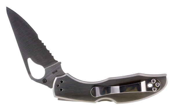 Spyderco BY04PS2 Byrd Meadowlark 2 2.94" Folding Clip Point Part Serrated 8Cr13MoV SS Blade Stainless Steel Handle Includes Pocket Clip