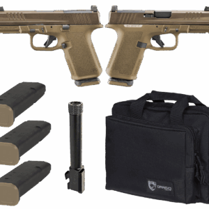 RUGER RXM TACTICAL BUNDLE 9MM PISTOL 4" THREADED, 2 TONE FDE O.R. RANGE BAG, 3-15RD MAGS
