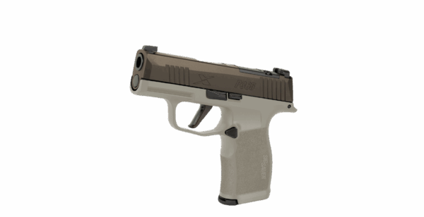 SIG SAUER P365X TWO TONE TAN 9MM PSTL 3.1" BBL 2-12RD MAGS, OPTC PLTE COVER