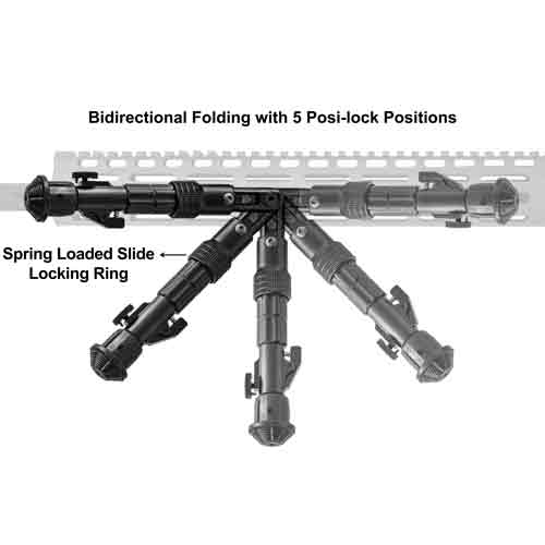 UTG BIPOD RECON FLEX M-LOK - MATTE BLK CENTER H 8.0"-11.8" - Image 3